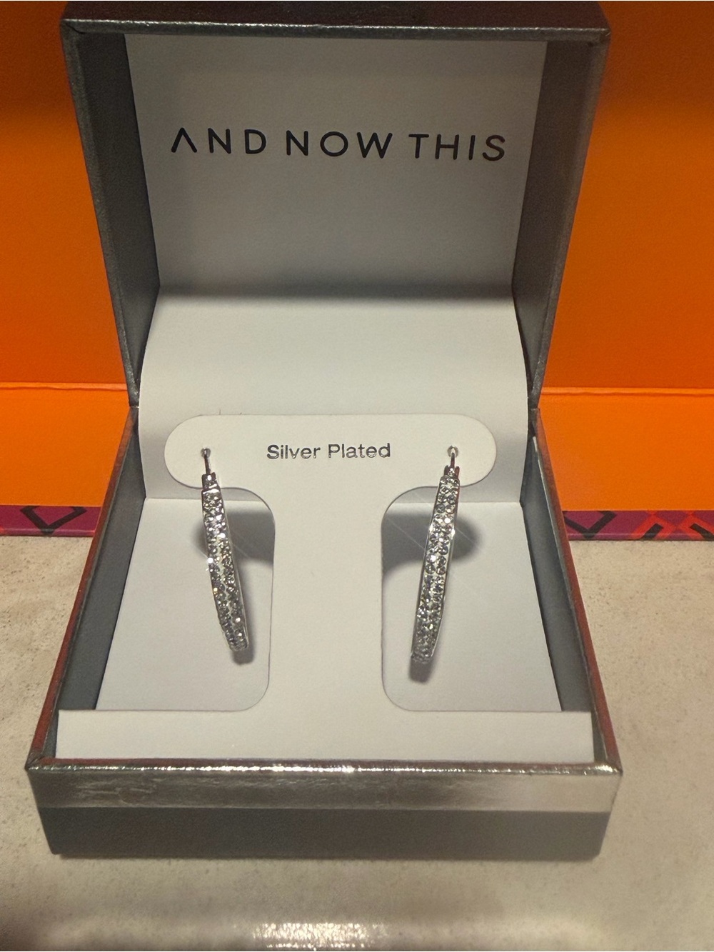 And Now This Silver Plated Crystal Hoop Earrings - Silver